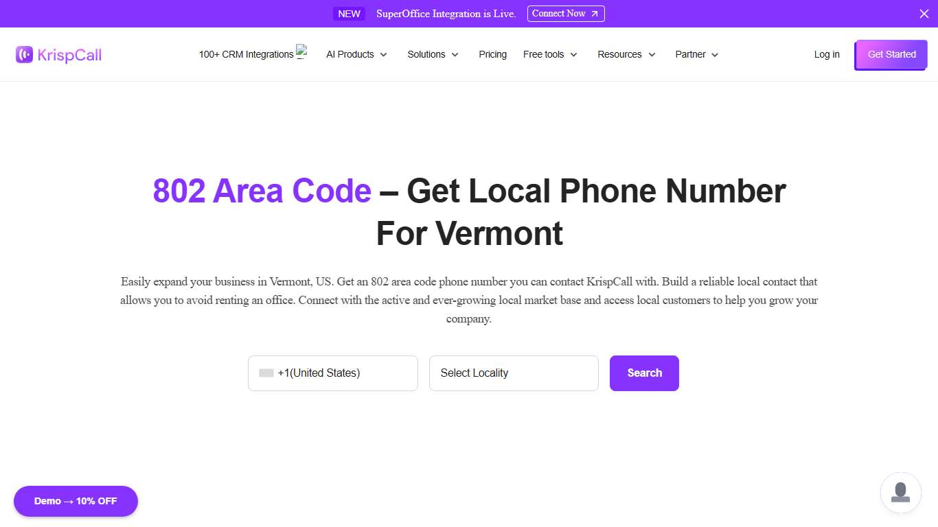 802 Area Code - Get Local Phone Number for Vermont