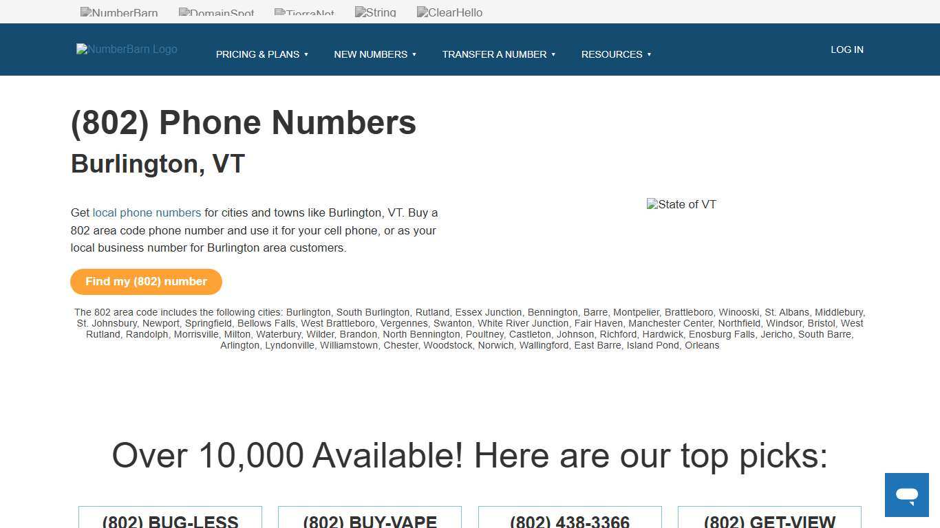 Buy a 802 area code phone number. Map and demographics | NumberBarn